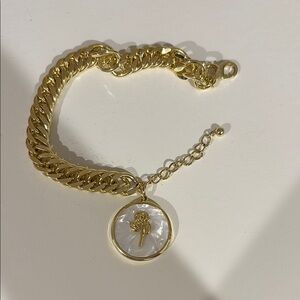 Uncommon James Gold Chain Bracelet with Rose Pendant